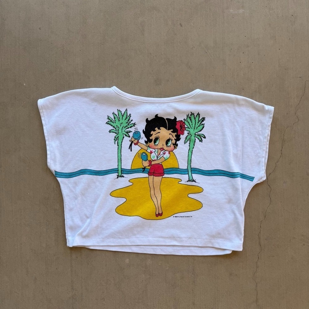 Vintage 1984 Betty Boop Shirt Womens Large Single Stitch USA Tropical Beach Tee